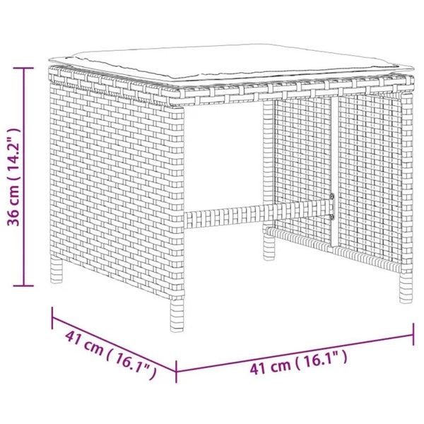 15-teiliges Garten Essgruppe mit Kissen Grau Polyrattan