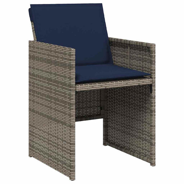 15-teiliges Garten Essgruppe mit Kissen Grau Polyrattan