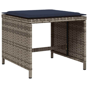 15-teiliges Garten Essgruppe mit Kissen Grau Polyrattan
