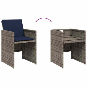 15-teiliges Garten Essgruppe mit Kissen Grau Polyrattan