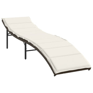 2er Set Sonnenliegen mit Auflagen, Braun Rattan