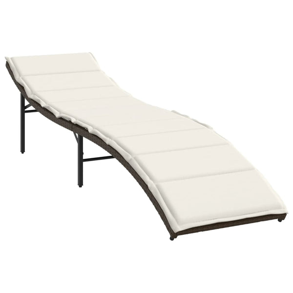 2er Set Sonnenliegen mit Auflagen, Braun Rattan