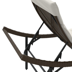 2er Set Sonnenliegen mit Auflagen, Braun Rattan