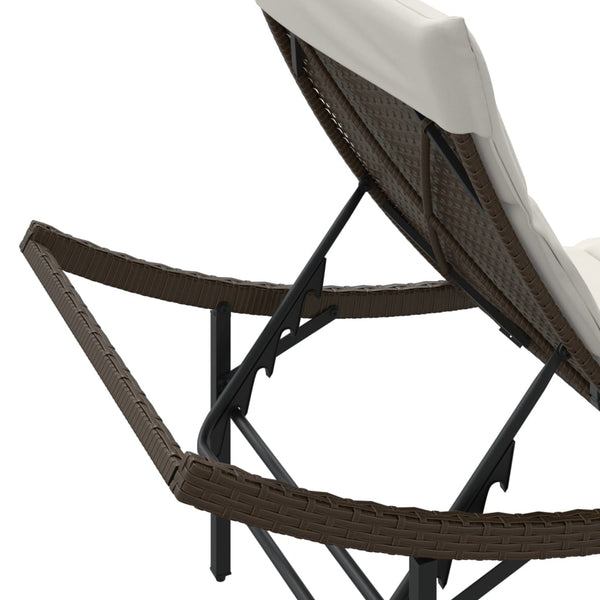 2er Set Sonnenliegen mit Auflagen, Braun Rattan