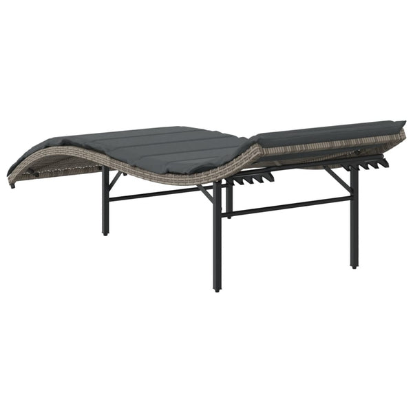 Poly Rattan Sonnenliegen mit Auflagen, 2er Set