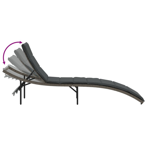 Poly Rattan Sonnenliegen mit Auflagen, 2er Set