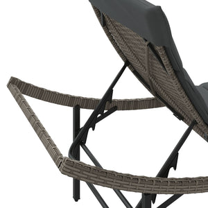 Poly Rattan Sonnenliegen mit Auflagen, 2er Set