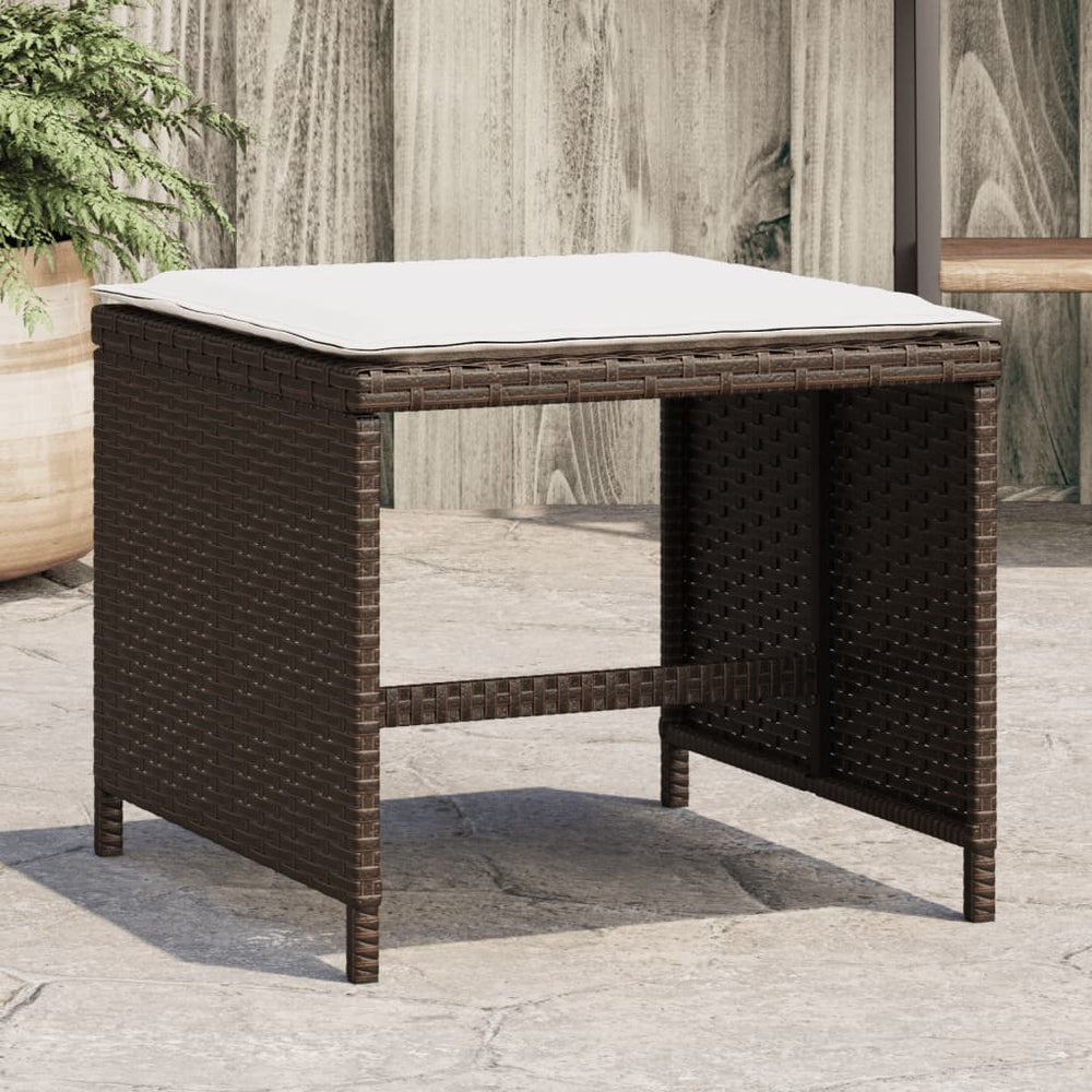 Gartenhocker mit Kissen, 4er-Set Braun
