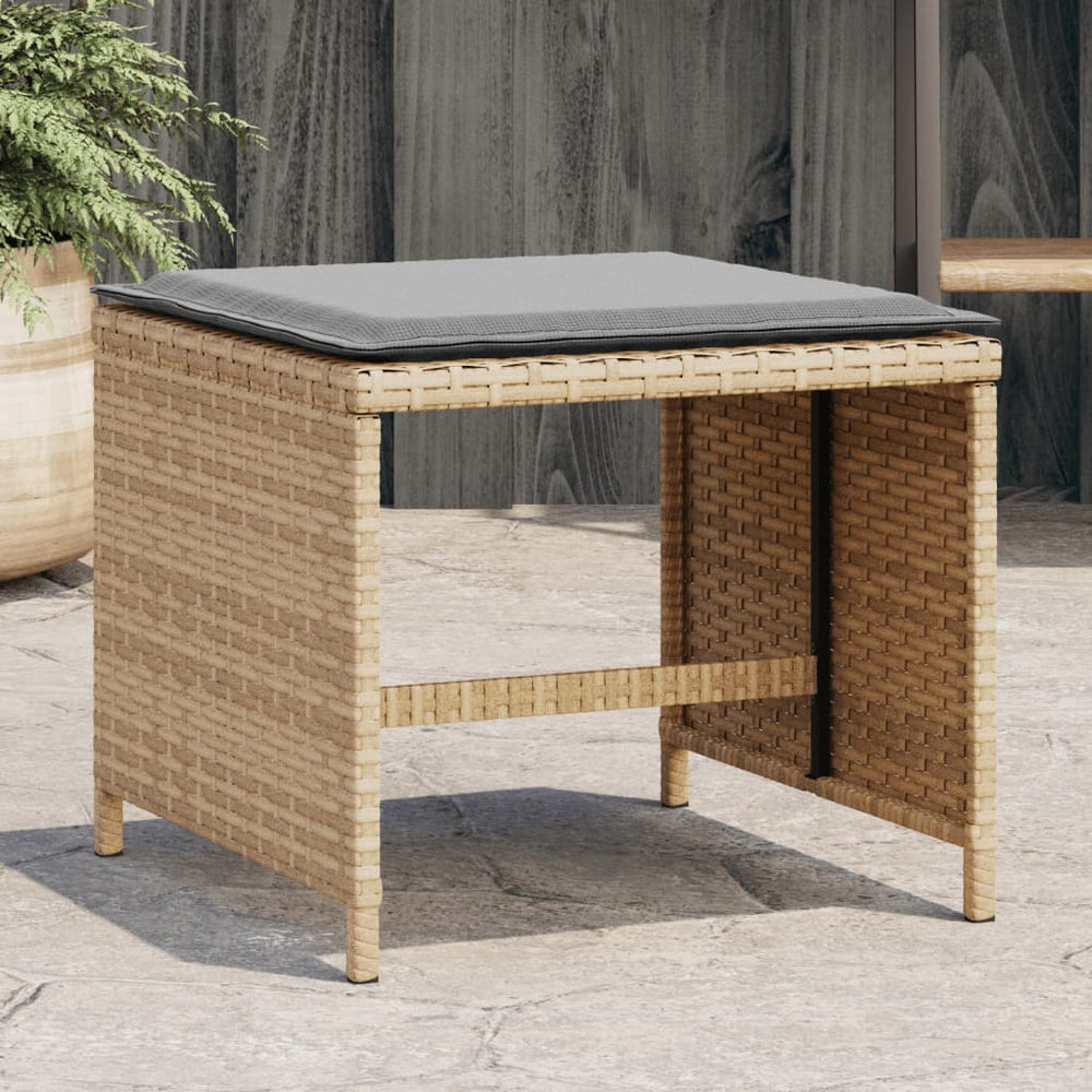 Gartenhocker mit Kissen, 4er Set