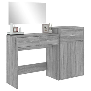 vidaXL 3-Piece Dressing Table Set Grey Sonoma Chipboard
