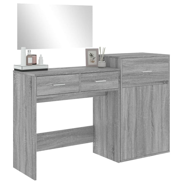 vidaXL 3-Piece Dressing Table Set Grey Sonoma Chipboard