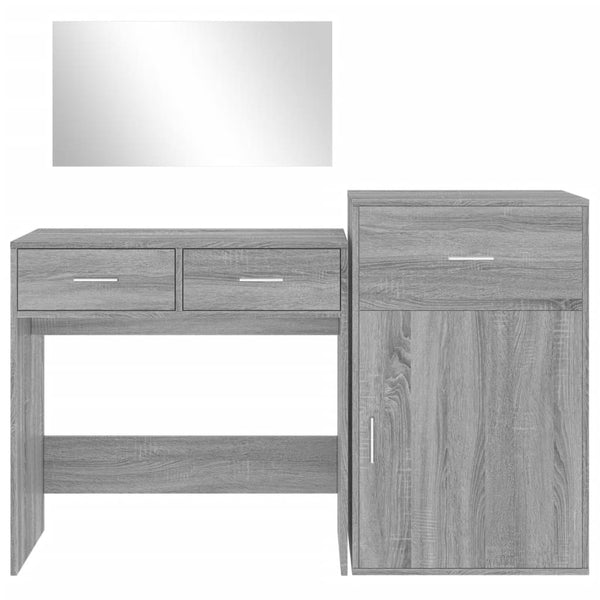 vidaXL 3-Piece Dressing Table Set Grey Sonoma Chipboard