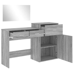vidaXL 3-Piece Dressing Table Set Grey Sonoma Chipboard