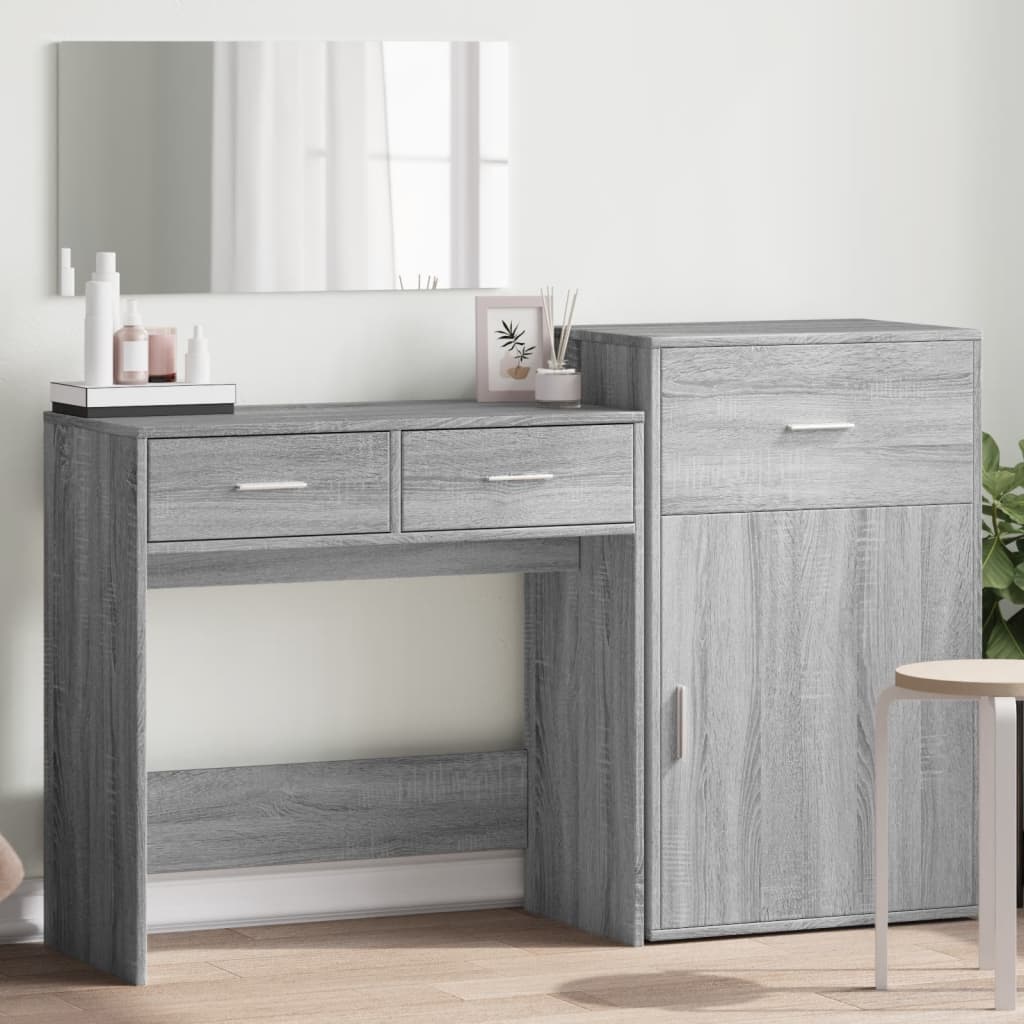 vidaXL 3-Piece Dressing Table Set Grey Sonoma Chipboard
