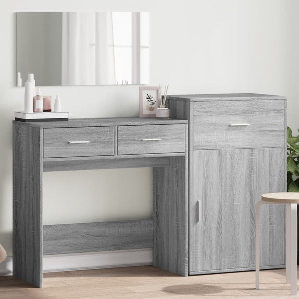 vidaXL 3-Piece Dressing Table Set Grey Sonoma Chipboard