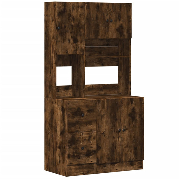 vidaXL Kitchen Cabinet Smoked Oak 95x50x180 cm Engineered Wood