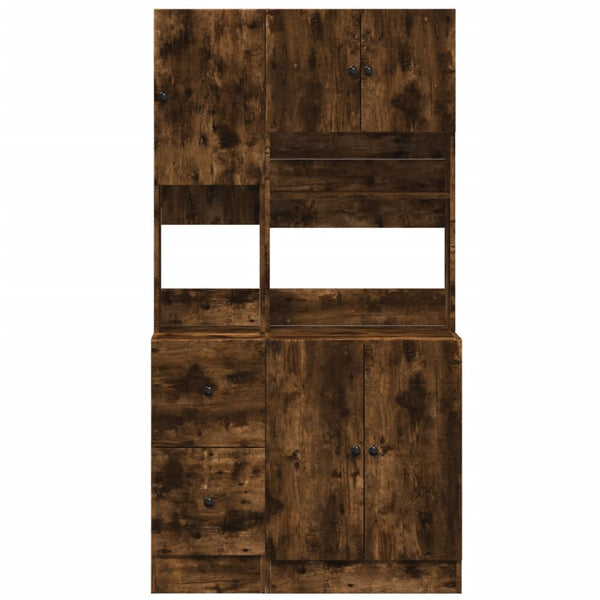 vidaXL Kitchen Cabinet Smoked Oak 95x50x180 cm Engineered Wood