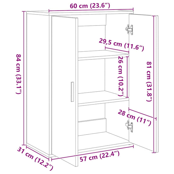 vidaXL Sideboards 2 pcs. White 60x31x84 cm Engineered Wood