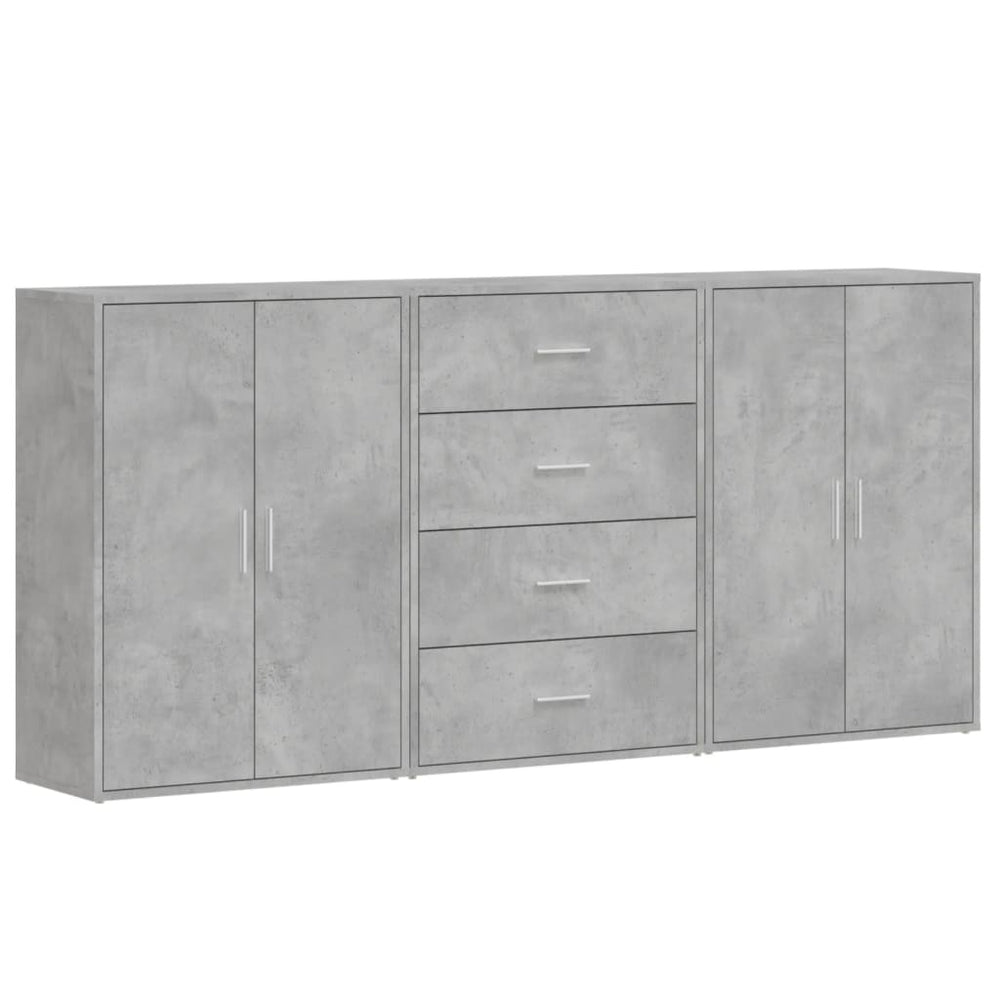 vidaXL Sideboards 3 pcs. Concrete Grey 60x31x84 cm Engineered Wood