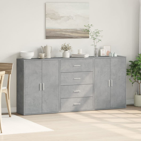 vidaXL Sideboards 3 pcs. Concrete Grey 60x31x84 cm Engineered Wood