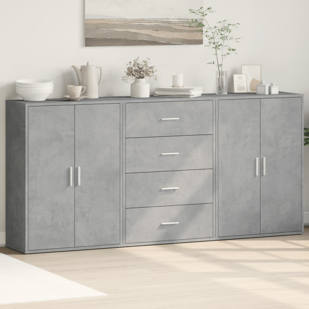 vidaXL Sideboards 3 pcs. Concrete Grey 60x31x84 cm Engineered Wood