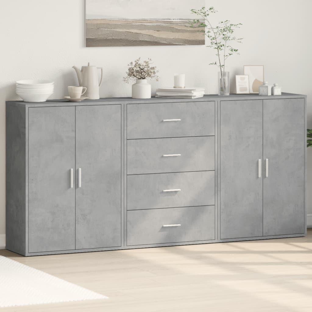 vidaXL Sideboards 3 pcs. Concrete Grey 60x31x84 cm Engineered Wood