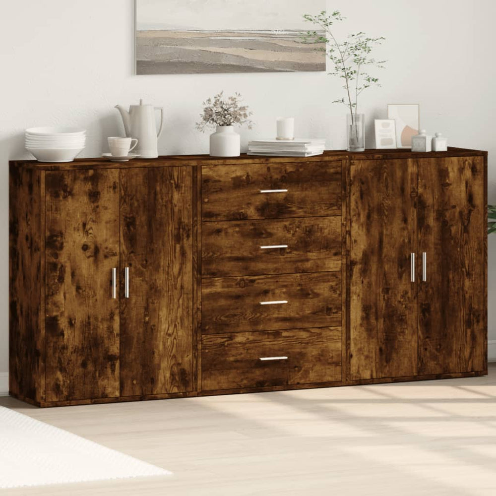 vidaXL Sideboards 3 pcs. Smoked Oak 60x31x84 cm Engineered Wood