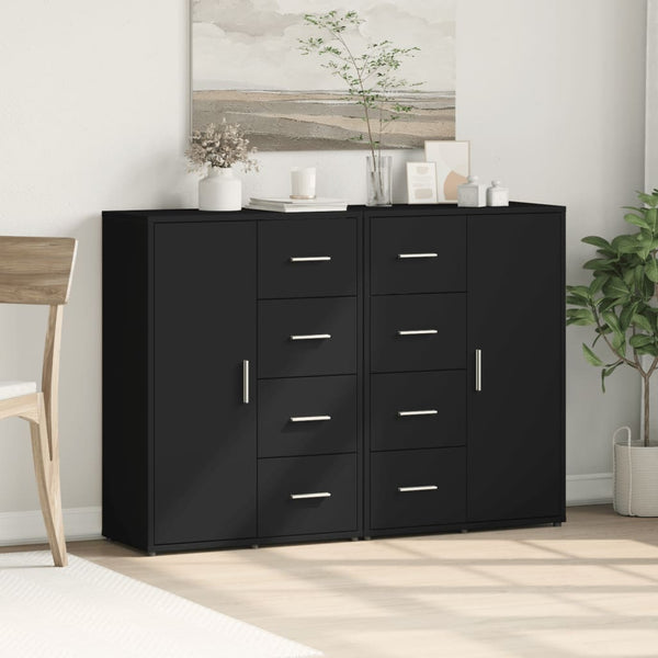 vidaXL Sideboards 2 pcs. Black 60x31x84 cm Engineered Wood