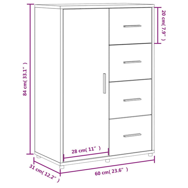 vidaXL Sideboards 2 pcs. Black 60x31x84 cm Engineered Wood