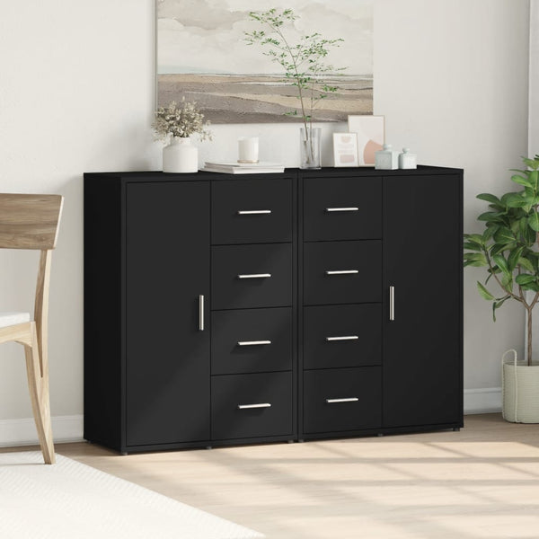 vidaXL Sideboards 2 pcs. Black 60x31x84 cm Engineered Wood