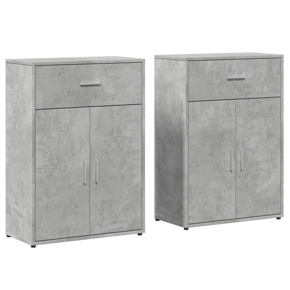 vidaXL Sideboards 2 pcs. Concrete Grey 60x30x84 cm Engineered Wood