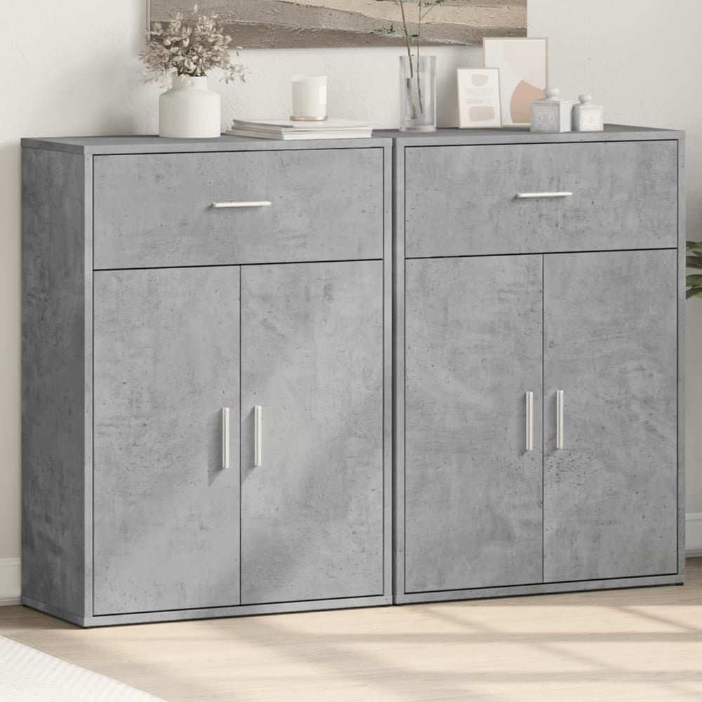 vidaXL Sideboards 2 pcs. Concrete Grey 60x30x84 cm Engineered Wood