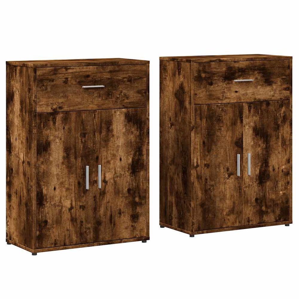 vidaXL Sideboards 2 pcs. Smoked Oak 60x30x84 cm Engineered Wood