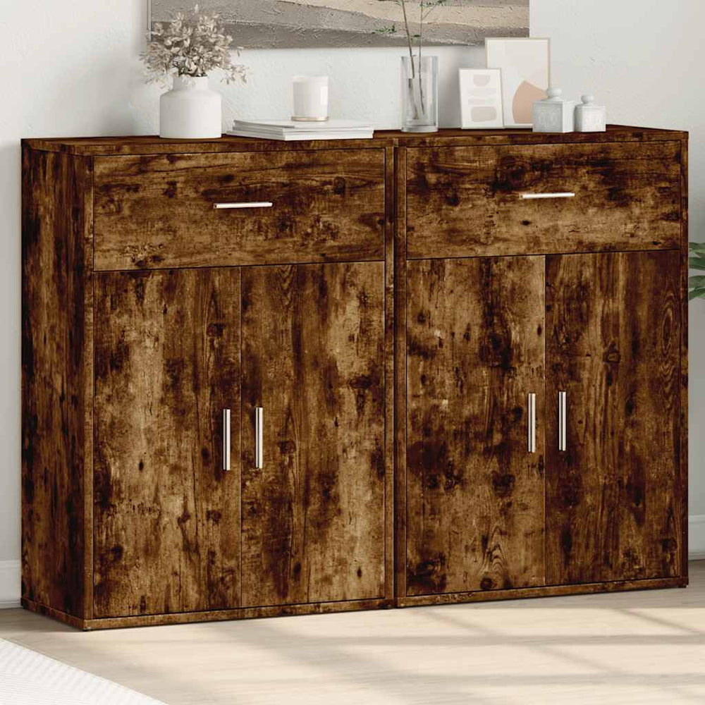 vidaXL Sideboards 2 pcs. Smoked Oak 60x30x84 cm Engineered Wood