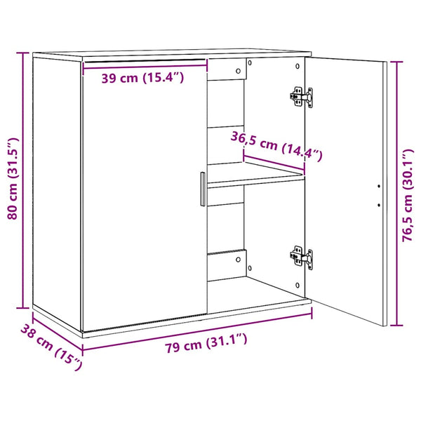 vidaXL Sideboards 2 pcs. Concrete Grey 79x38x80 cm Engineered Wood