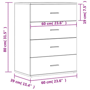 vidaXL Sideboards 2 pcs. Concrete Grey 60x39x80 cm Engineered Wood