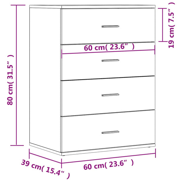 vidaXL Sideboards 2 pcs. Concrete Grey 60x39x80 cm Engineered Wood