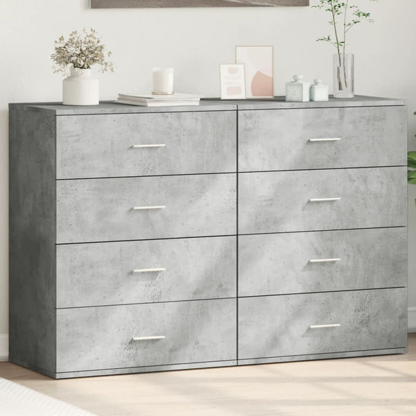 vidaXL Sideboards 2 pcs. Concrete Grey 60x39x80 cm Engineered Wood