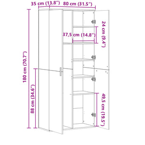 vidaXL Highboard Concrete Grey 80x35x180 cm Engineered Wood
