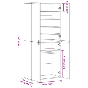 vidaXL Shoe Cabinet Sonoma Oak 80x39x178 cm Engineered Wood