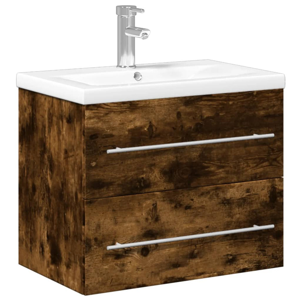 vidaXL Under Sink Cabinet with Integrated Basin Smoked Oak