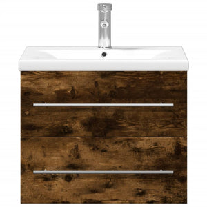 vidaXL Under Sink Cabinet with Integrated Basin Smoked Oak