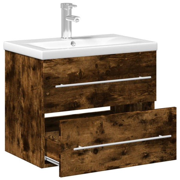 vidaXL Under Sink Cabinet with Integrated Basin Smoked Oak
