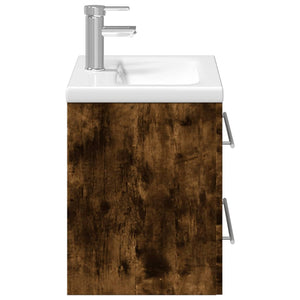 vidaXL Under Sink Cabinet with Integrated Basin Smoked Oak
