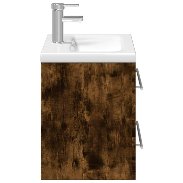 vidaXL Under Sink Cabinet with Integrated Basin Smoked Oak