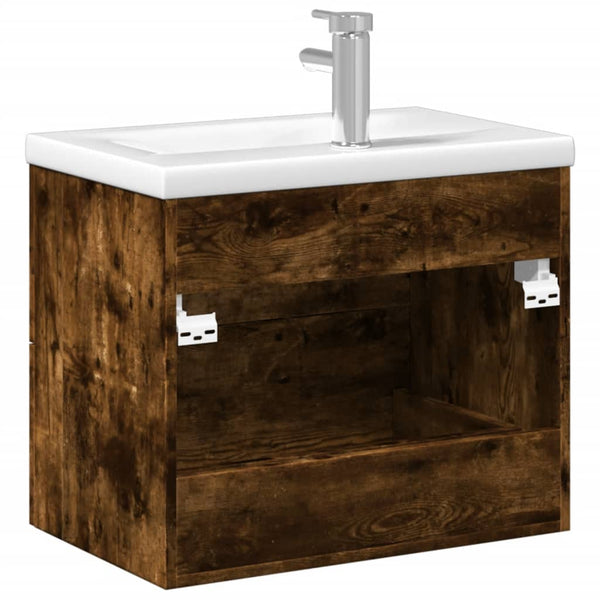 vidaXL Under Sink Cabinet with Integrated Basin Smoked Oak