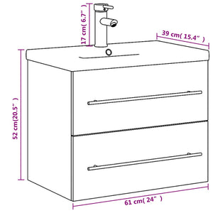 vidaXL Under Sink Cabinet with Integrated Basin Smoked Oak