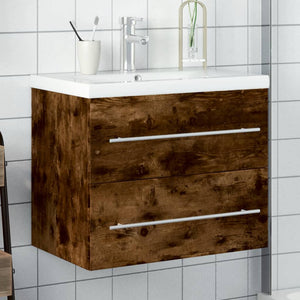 vidaXL Under Sink Cabinet with Integrated Basin Smoked Oak
