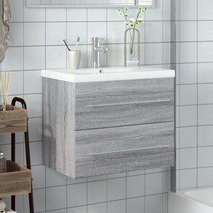 vidaXL Sink Cabinet with Integrated Sink Sonoma Oak Grey
