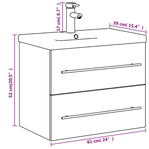 vidaXL Sink Cabinet with Integrated Sink Sonoma Oak Grey